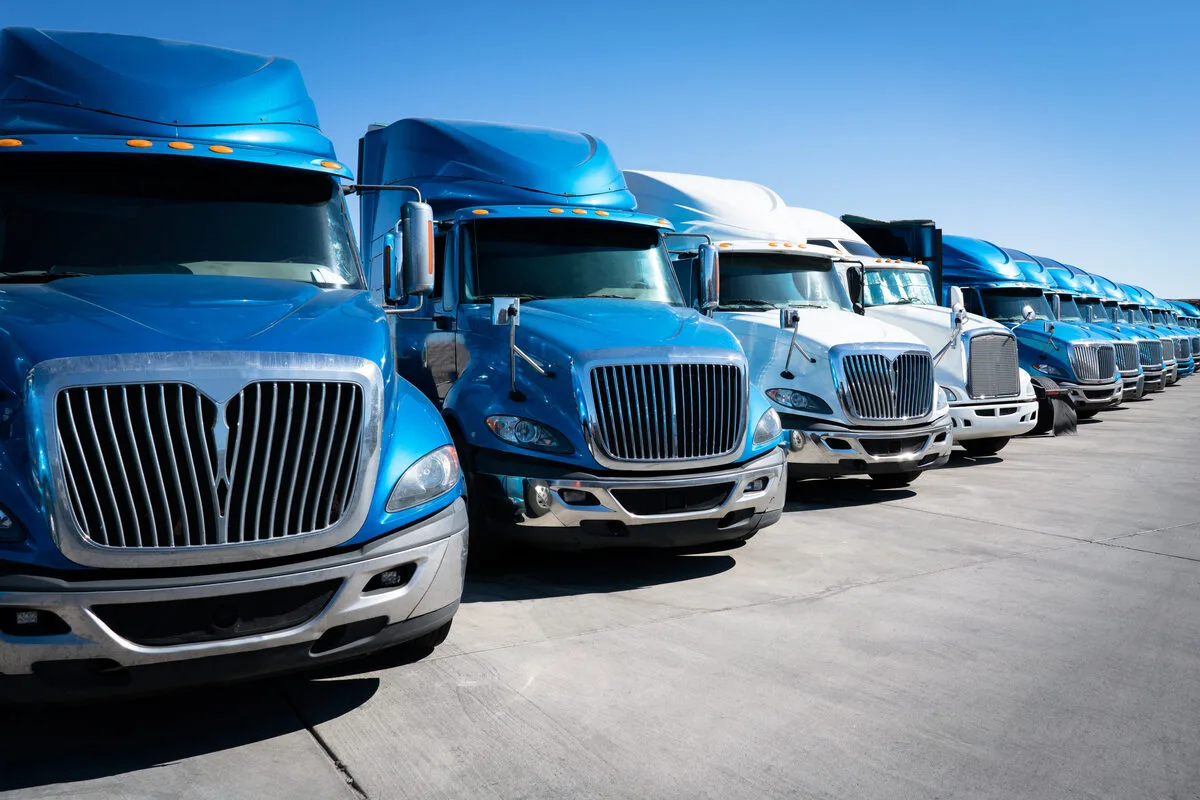 Commercial trucks on a highway